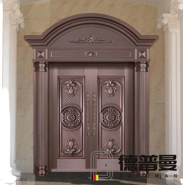 高檔豪宅別墅選擇帶圓弧羅馬柱純銅門