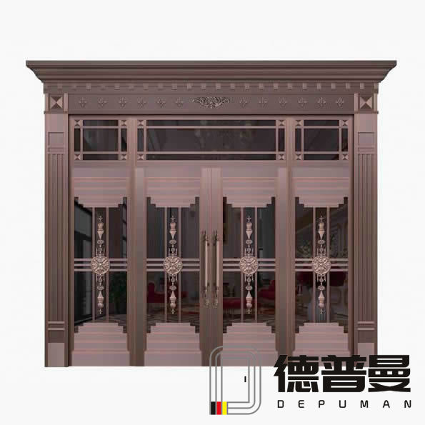 高檔別墅豪華四開玻璃銅門