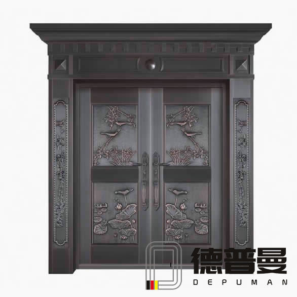 豪宅別墅用門選擇手工鍛打工藝純銅雙開門
