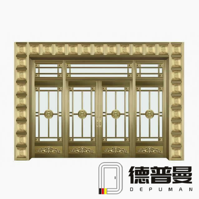 高檔別墅選用豪華玻璃純銅大門